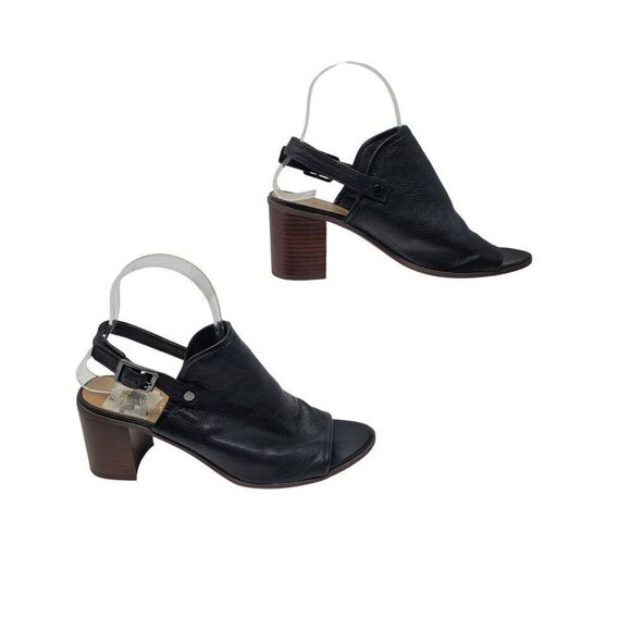 Franco Sarto Womens Humor Black Leather Block Heel Sling Back Sandals Sz 8 - Picture 6 of 11